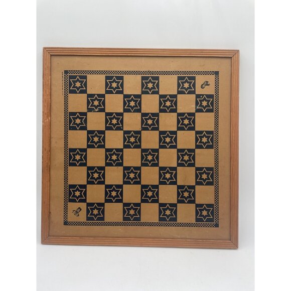 Vintage Mah Tong Chinese Checkers & Chess Game Board Wood Frame Double-Sided 20" - Picture 6 of 8